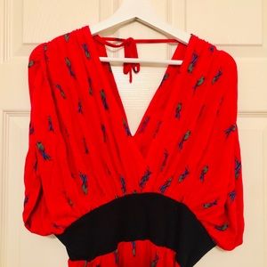 Vintage Bird-print Maxi dress